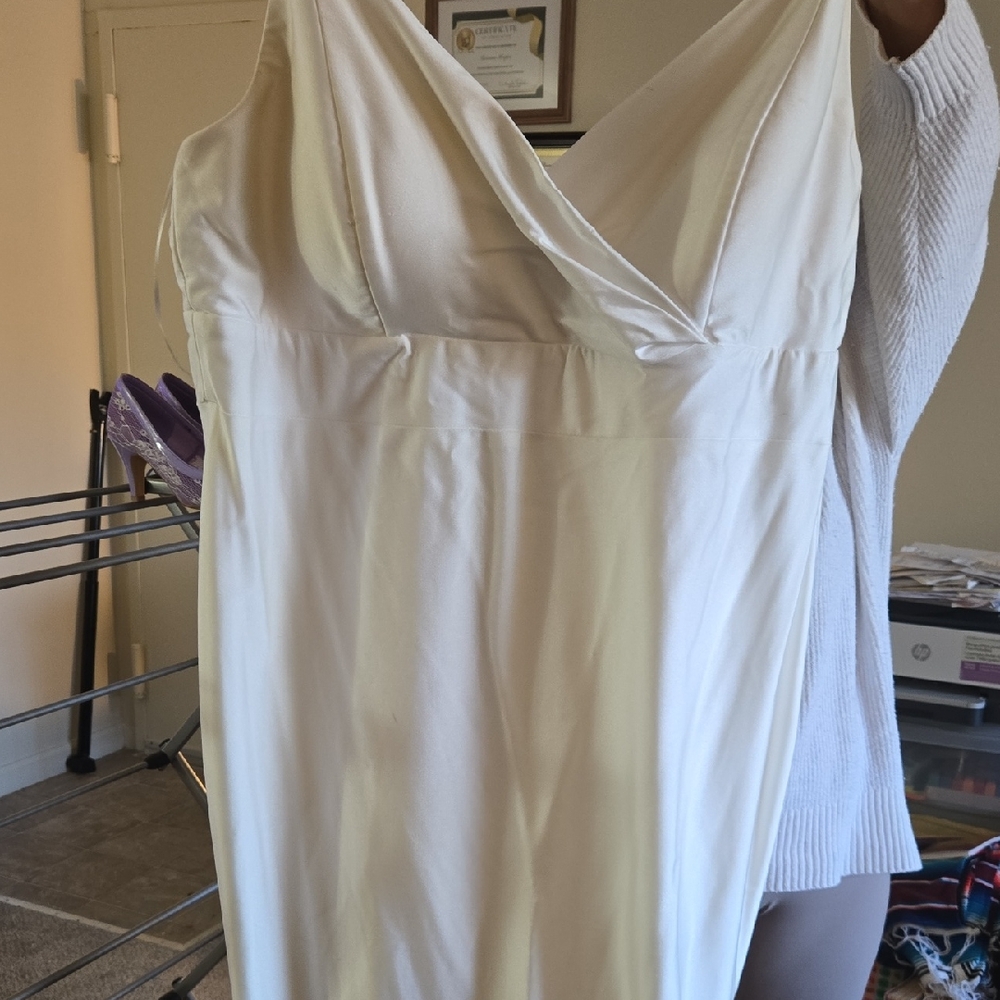 Morgan & Co. Cream V-Neck High Low Dress